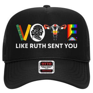 Vote Like Ruth Sent You Uterus Feminist Lgbt High Crown Mesh Back Trucker Hat