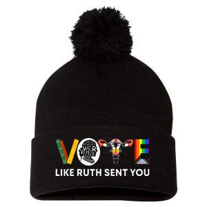 Vote Like Ruth Sent You Uterus Feminist Lgbt Pom Pom 12in Knit Beanie