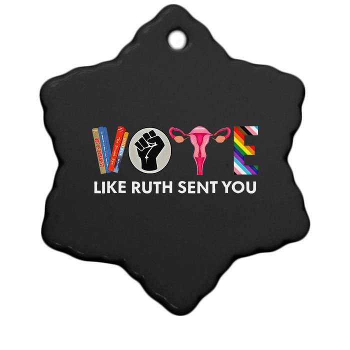 Vote Like Ruth Sent You Uterus Feminist Lgbt Ceramic Star Ornament