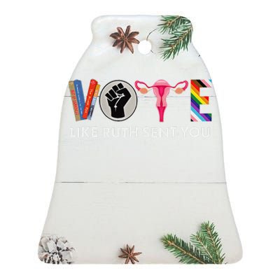 Vote Like Ruth Sent You Uterus Feminist Lgbt Ceramic Bell Ornament