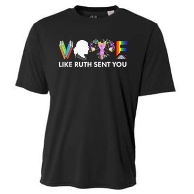 Vote Like Ruth Sent You Funny Uterus Feminist Lgbt Cooling Performance Crew T-Shirt