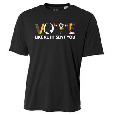 Vote Like Ruth Sent You Funny Uterus Feminist Lgbt Cooling Performance Crew T-Shirt