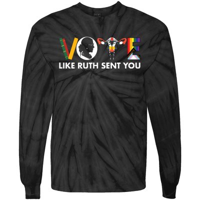 Vote Like Ruth Sent You Funny Uterus Feminist Lgbt Tie-Dye Long Sleeve Shirt