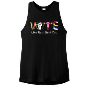 Vote Like Ruth Sent You Uterus Feminist Lgbt Apparel Ladies PosiCharge Tri-Blend Wicking Tank