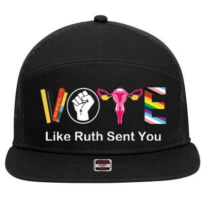 Vote Like Ruth Sent You Uterus Feminist Lgbt Apparel 7 Panel Mesh Trucker Snapback Hat