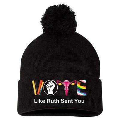 Vote Like Ruth Sent You Uterus Feminist Lgbt Apparel Pom Pom 12in Knit Beanie