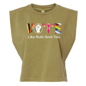 Vote Like Ruth Sent You Uterus Feminist Lgbt Apparel Garment-Dyed Women's Muscle Tee