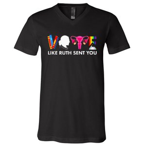 Vote Like Ruth Sent You Uterus Feminist Gifts Lgbt V-Neck T-Shirt