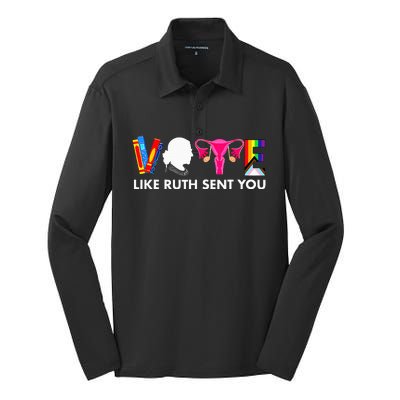 Vote Like Ruth Sent You Uterus Feminist Gifts Lgbt Silk Touch Performance Long Sleeve Polo