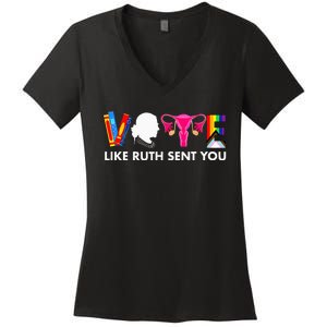 Vote Like Ruth Sent You Uterus Feminist Gifts Lgbt Women's V-Neck T-Shirt