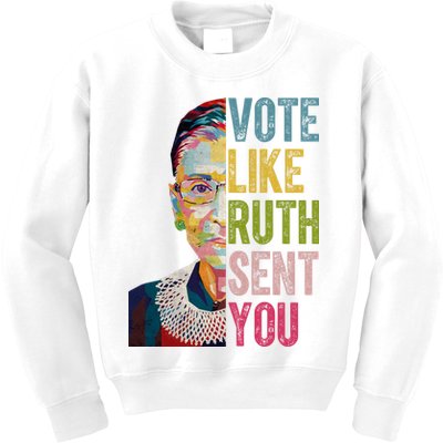 Vote Like Ruth Sent You Vintage Colorful Kids Sweatshirt