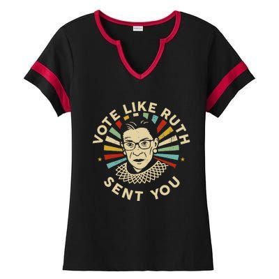 Vote Like Ruth Sent You Feminist Ladies Halftime Notch Neck Tee