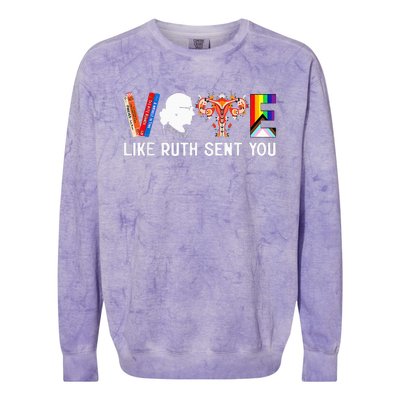 Vote Like Ruth Sent You Uterus Feminist Lgbt Colorblast Crewneck Sweatshirt