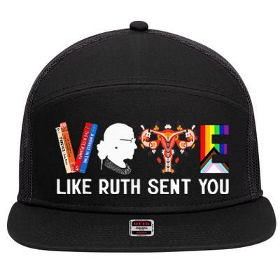 Vote Like Ruth Sent You Uterus Feminist Lgbt 7 Panel Mesh Trucker Snapback Hat