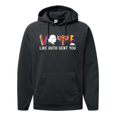 Vote Like Ruth Sent You Uterus Feminist Lgbt Performance Fleece Hoodie