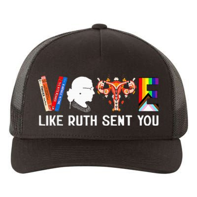 Vote Like Ruth Sent You Uterus Feminist Lgbt Yupoong Adult 5-Panel Trucker Hat