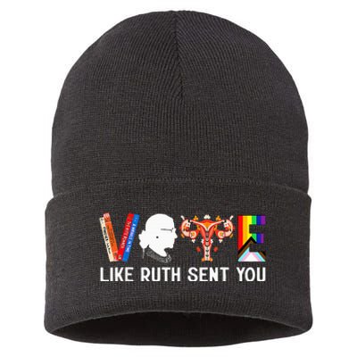 Vote Like Ruth Sent You Uterus Feminist Lgbt Sustainable Knit Beanie