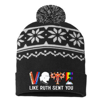 Vote Like Ruth Sent You Uterus Feminist Lgbt USA-Made Snowflake Beanie