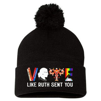 Vote Like Ruth Sent You Uterus Feminist Lgbt Pom Pom 12in Knit Beanie