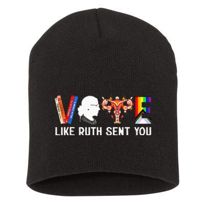 Vote Like Ruth Sent You Uterus Feminist Lgbt Short Acrylic Beanie