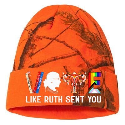 Vote Like Ruth Sent You Uterus Feminist Lgbt Kati Licensed 12" Camo Beanie