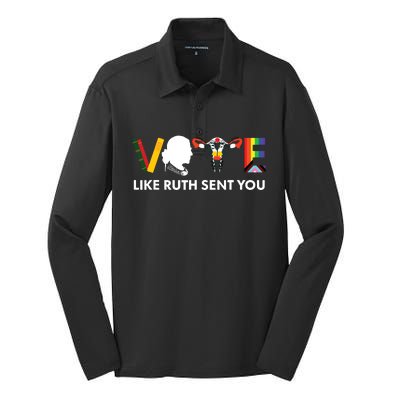 Vote Like Ruth Sent You Uterus Feminist Lgbt Silk Touch Performance Long Sleeve Polo