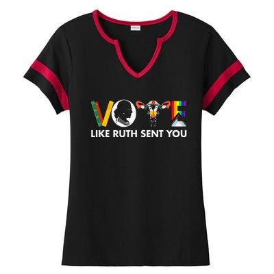 Vote Like Ruth Sent You Funny Uterus Feminist Lgbt Ladies Halftime Notch Neck Tee