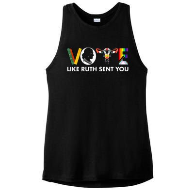 Vote Like Ruth Sent You Funny Uterus Feminist Lgbt Ladies PosiCharge Tri-Blend Wicking Tank