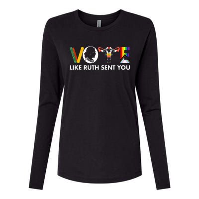 Vote Like Ruth Sent You Funny Uterus Feminist Lgbt Womens Cotton Relaxed Long Sleeve T-Shirt