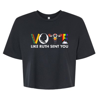 Vote Like Ruth Sent You Funny Uterus Feminist Lgbt Bella+Canvas Jersey Crop Tee