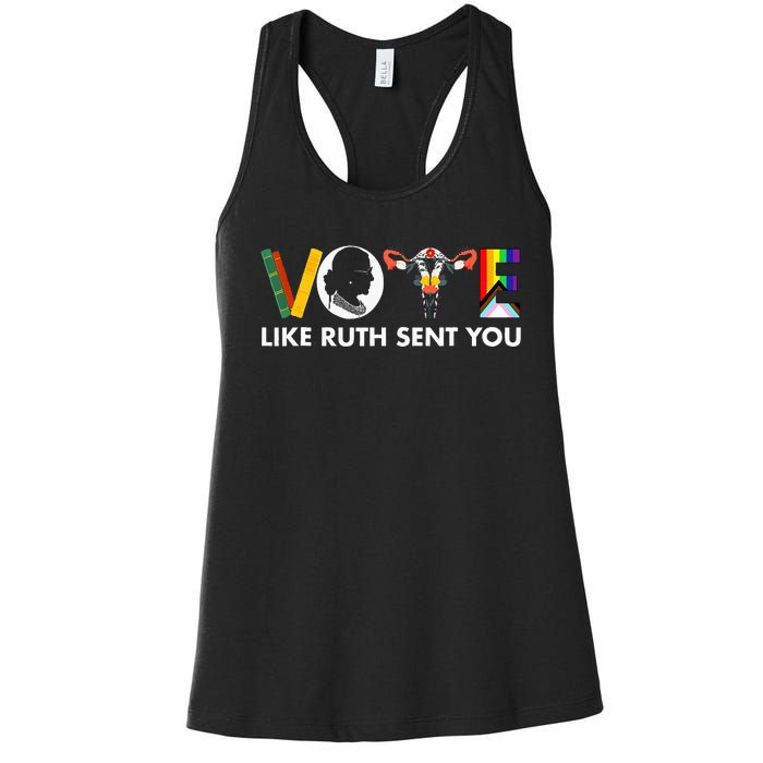 Vote Like Ruth Sent You Funny Uterus Feminist Lgbt Women's Racerback Tank