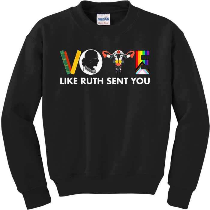 Vote Like Ruth Sent You Funny Uterus Feminist Lgbt Kids Sweatshirt