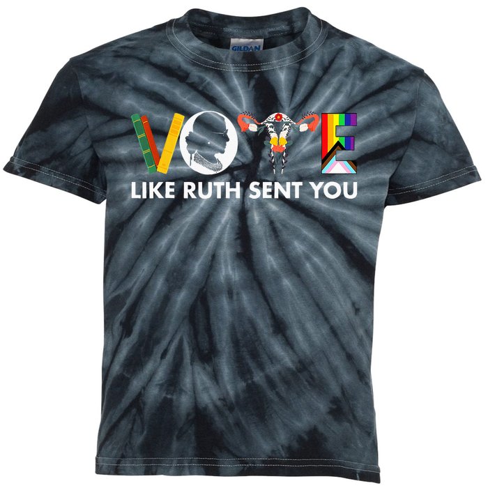 Vote Like Ruth Sent You Funny Uterus Feminist Lgbt Kids Tie-Dye T-Shirt