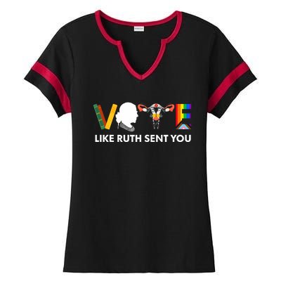 Vote Like Ruth Sent You Uterus Feminist Lgbt Ladies Halftime Notch Neck Tee