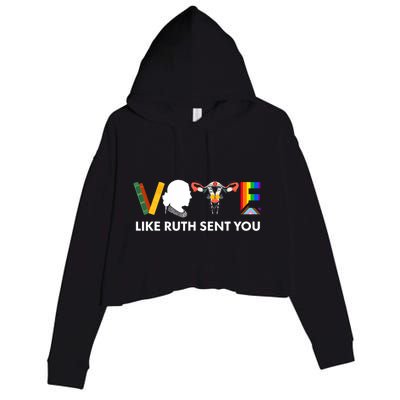 Vote Like Ruth Sent You Uterus Feminist Lgbt Crop Fleece Hoodie