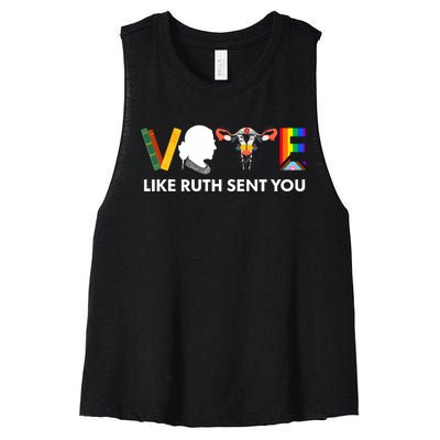 Vote Like Ruth Sent You Uterus Feminist Lgbt Women's Racerback Cropped Tank