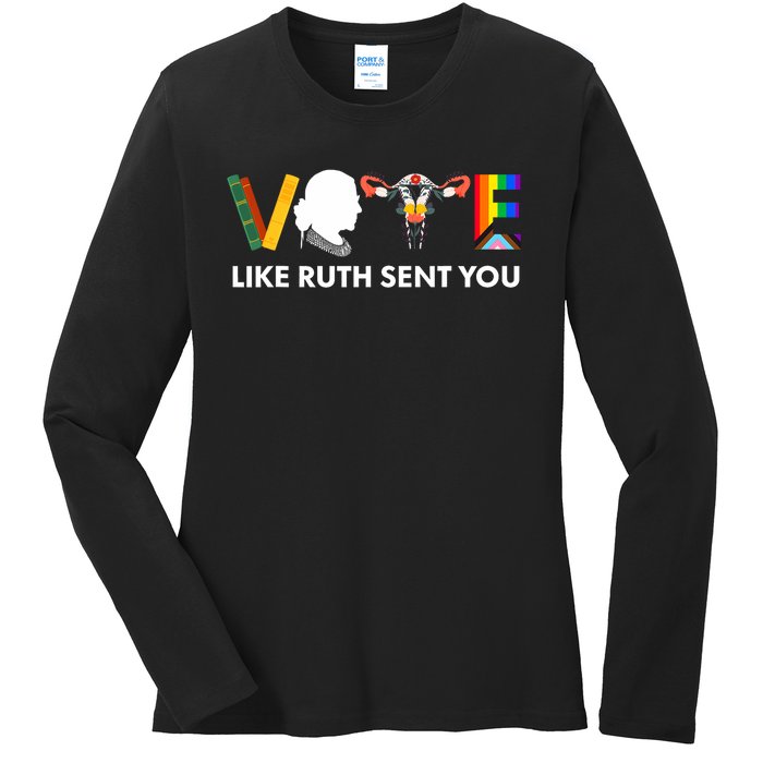 Vote Like Ruth Sent You Uterus Feminist Lgbt Ladies Long Sleeve Shirt