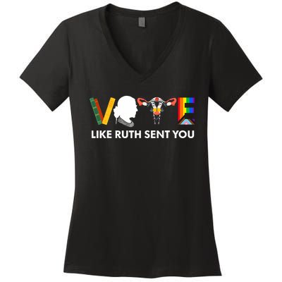 Vote Like Ruth Sent You Uterus Feminist Lgbt Women's V-Neck T-Shirt