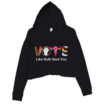 Vote Like Ruth Sent You Uterus Feminist Lgbt Apparel Crop Fleece Hoodie