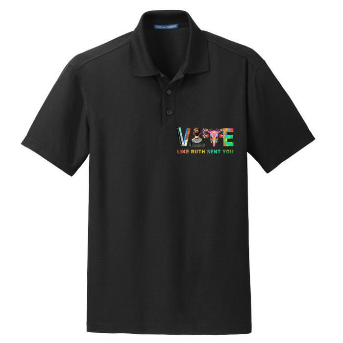 Vote Like Ruth Sent You Rbg Feminist Voting Inspirational Dry Zone Grid Polo