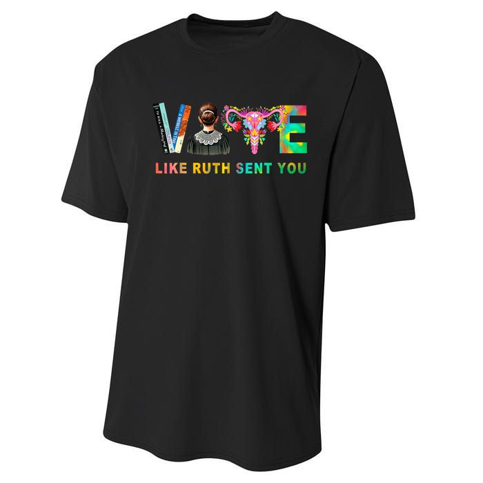 Vote Like Ruth Sent You Rbg Feminist Voting Inspirational Performance Sprint T-Shirt