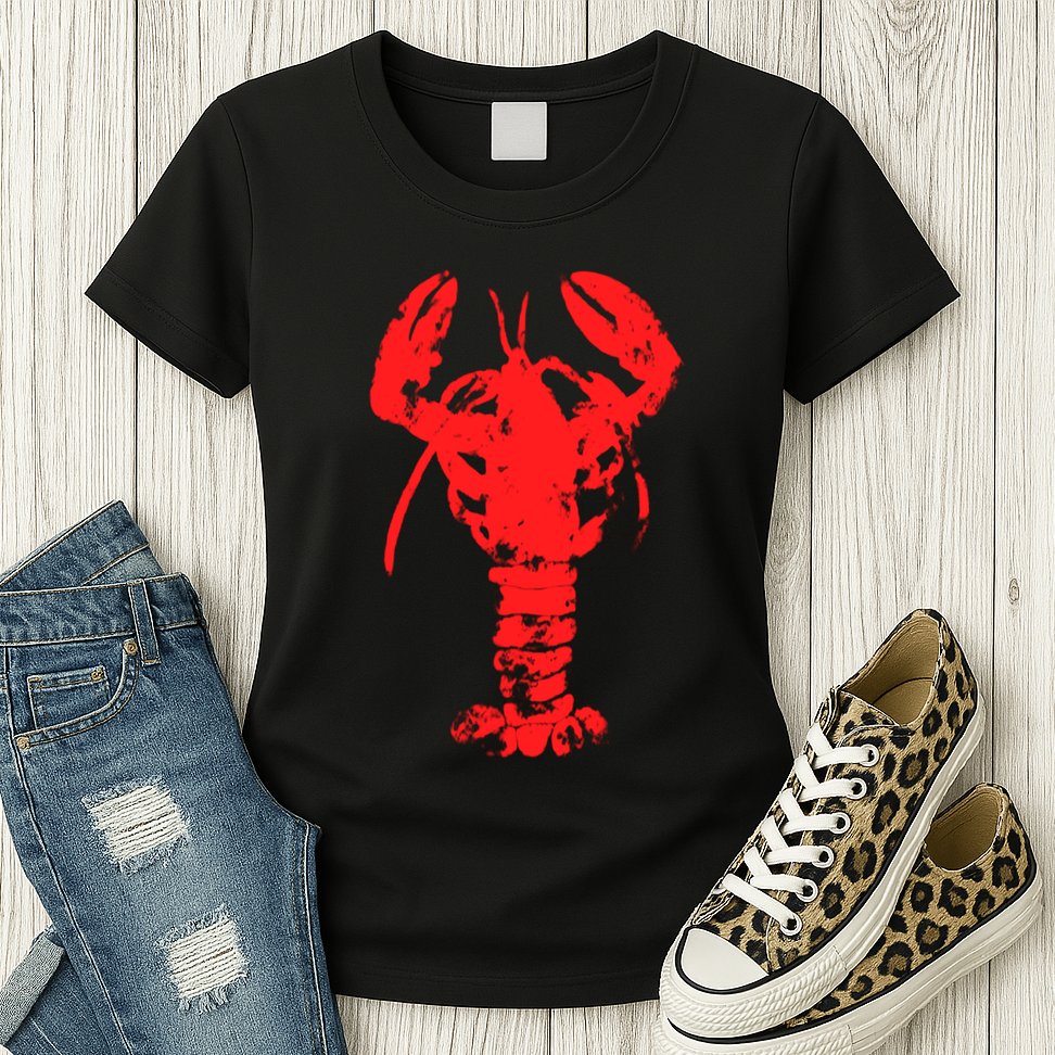Vintage Lobster Red Imprint Womens T-Shirt
