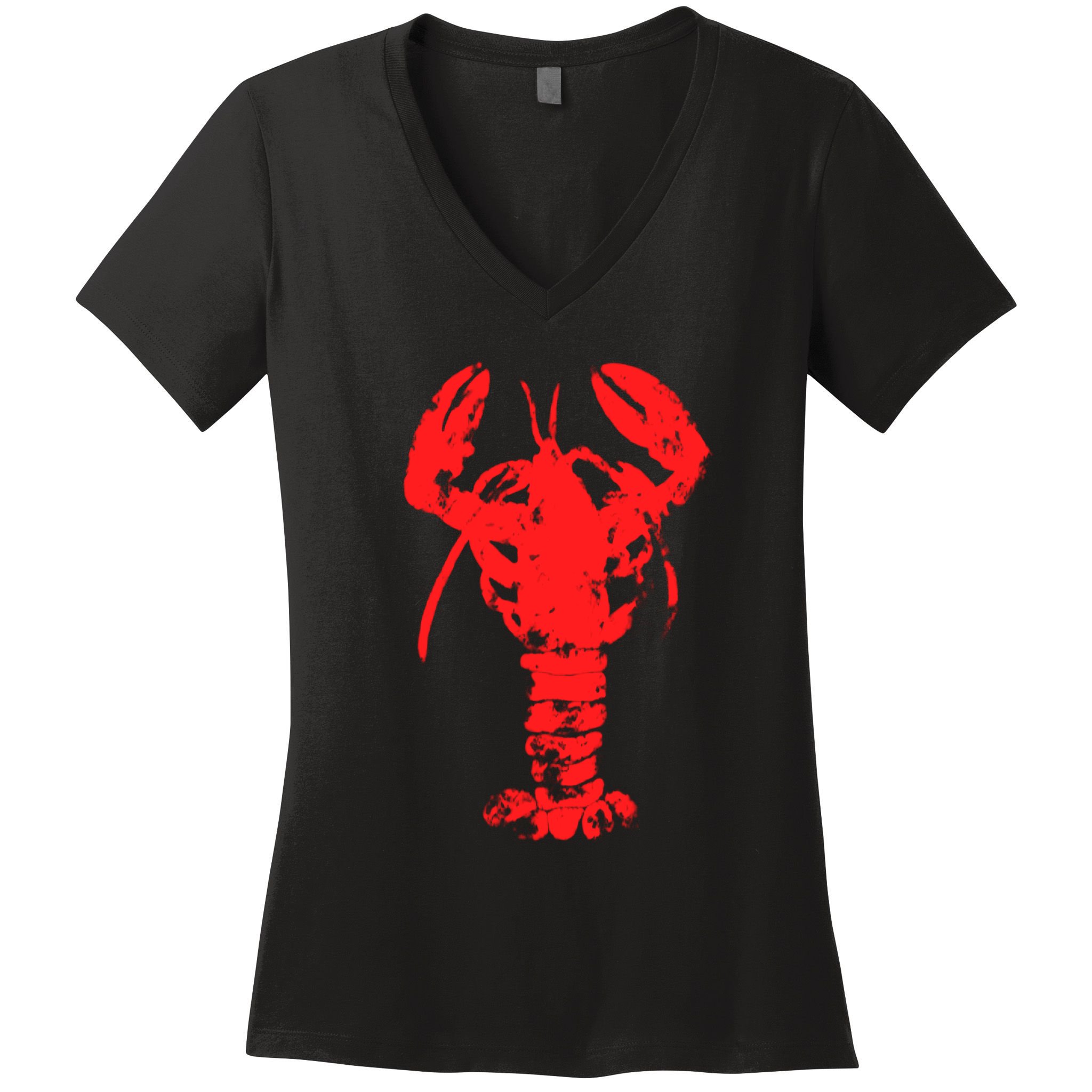 Vintage Lobster Red Imprint Women's V-Neck T-Shirt