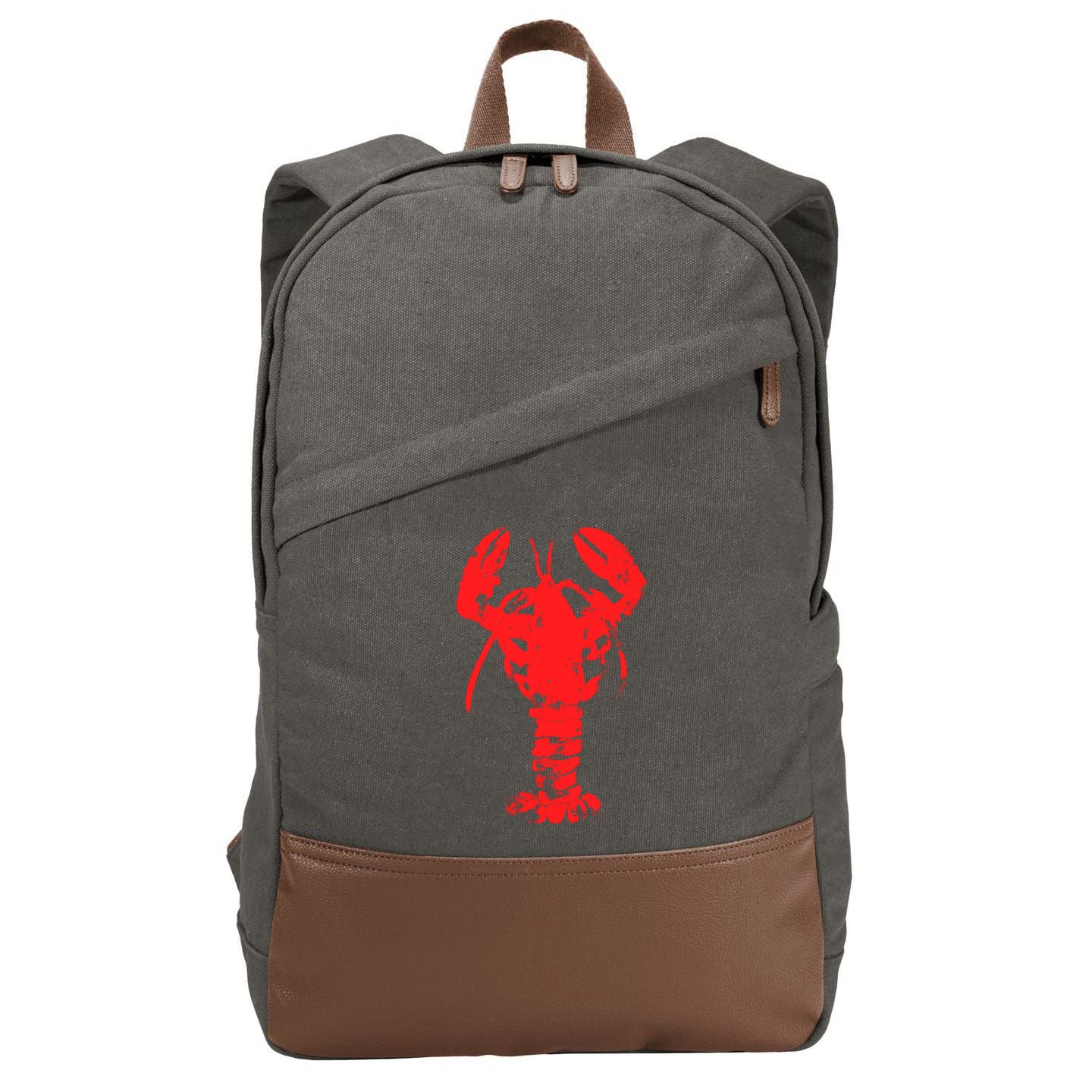 Vintage Lobster Red Imprint Cotton Canvas Backpack