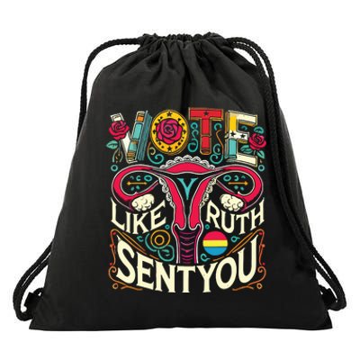 Vote Like Ruth Sent You Rbg Feminist Voting Inspirational Drawstring Bag