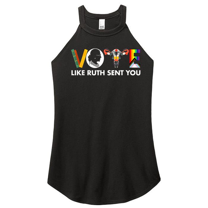 Vote Like Ruth Sent You Funny Uterus Feminist Lgbt Women's Perfect Tri Rocker Tank