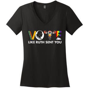 Vote Like Ruth Sent You Funny Uterus Feminist Lgbt Women's V-Neck T-Shirt