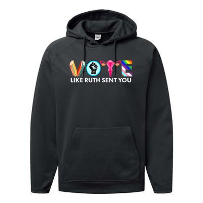 Vote Like Ruth Sent You Funny Uterus Feminist Lgbt Performance Fleece Hoodie