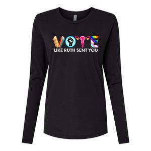 Vote Like Ruth Sent You Funny Uterus Feminist Lgbt Womens Cotton Relaxed Long Sleeve T-Shirt