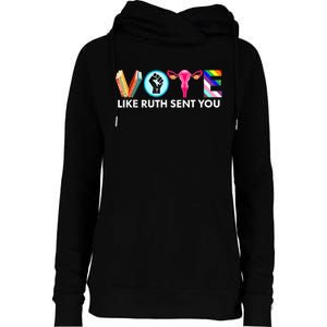 Vote Like Ruth Sent You Funny Uterus Feminist Lgbt Womens Funnel Neck Pullover Hood